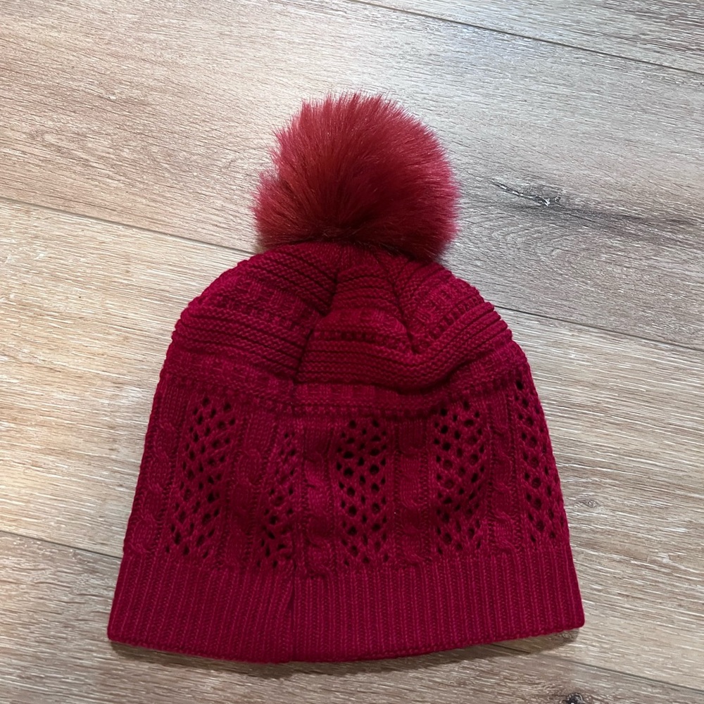 Red Knit Pom-Pom Beanie